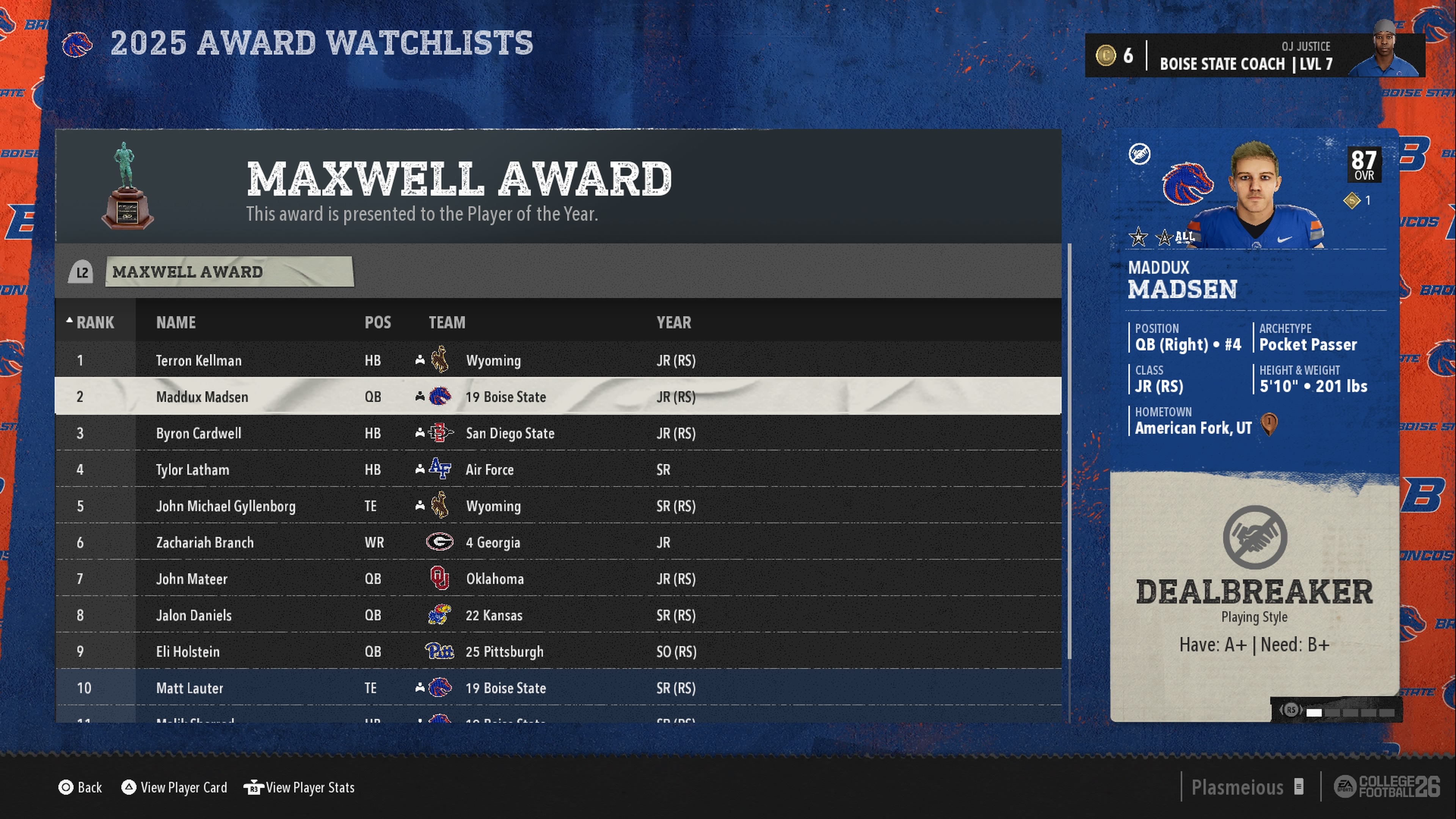 Award watchlist screenshot